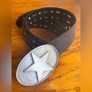 Handmade Italian Leather Belt with Heavy Zinc Star Buckle
